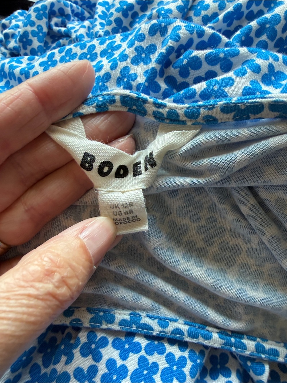Boden Amelie Brilliant Blue Daisy Bud Print Short Sleeve Dress Knee Length Sz 6 - Picture 11 of 15